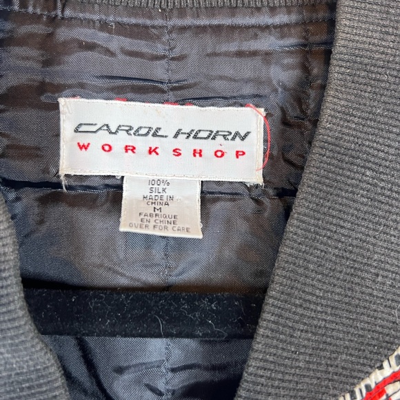 Carol Horn Workshop Vintage 90’s Colorful Travel Bomber Jacket  Size M 100% silk - Picture 2 of 5